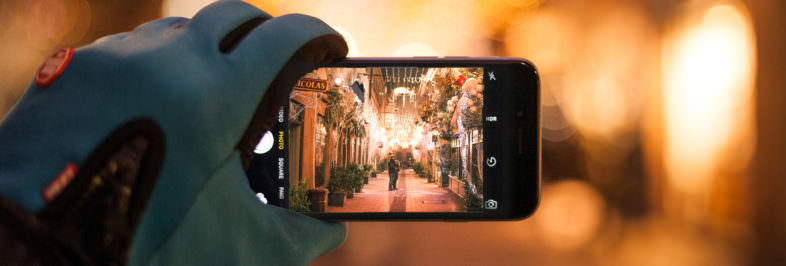 smartphone using the camera app in a hand