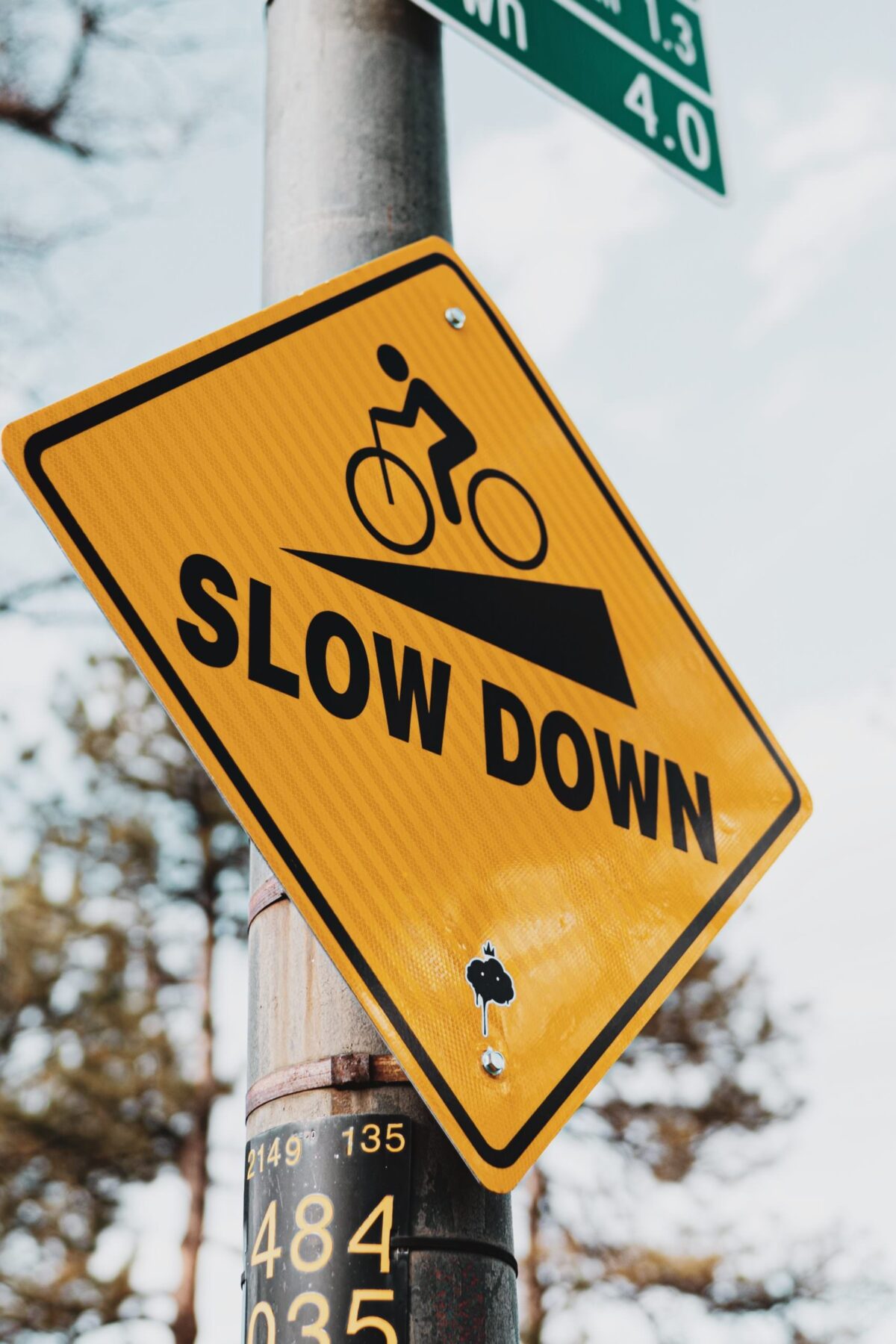 street sign "slow down"