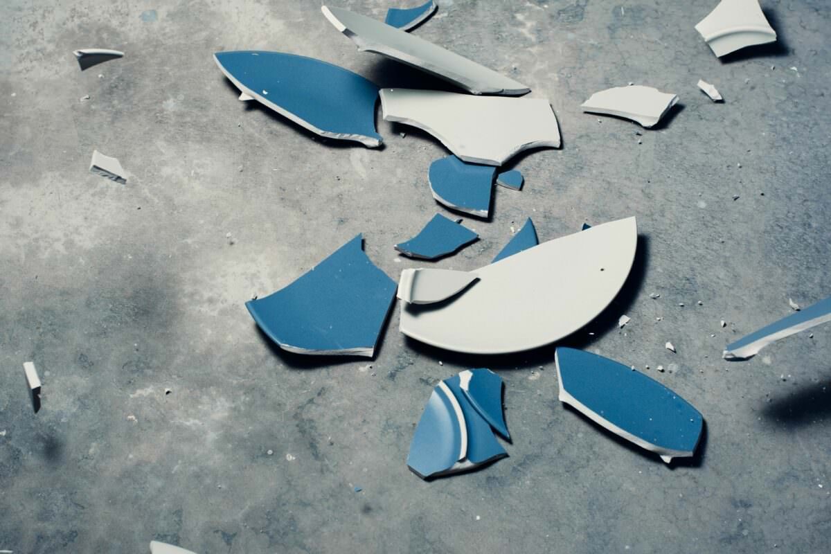 broken plate on the floor